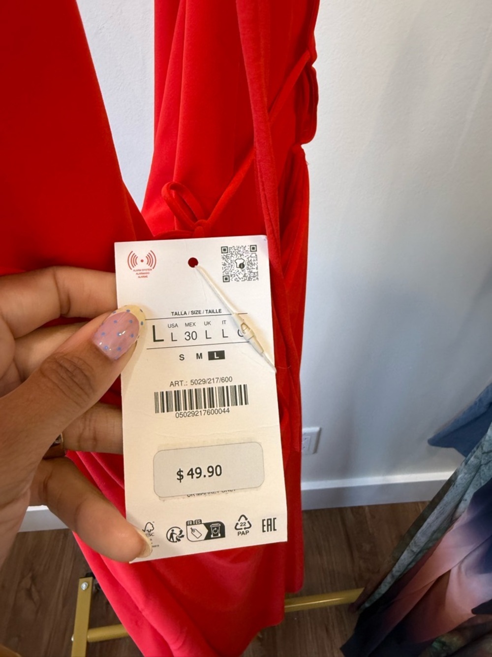 NWT ZARA Red Halter Draped Cowl Neck Maxi Dress Size Large - Picture 6 of 10